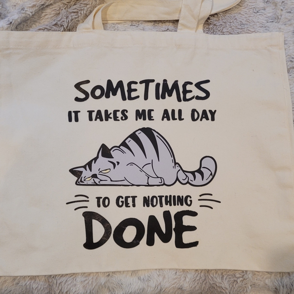 New Large Biege Cat Tote Bag